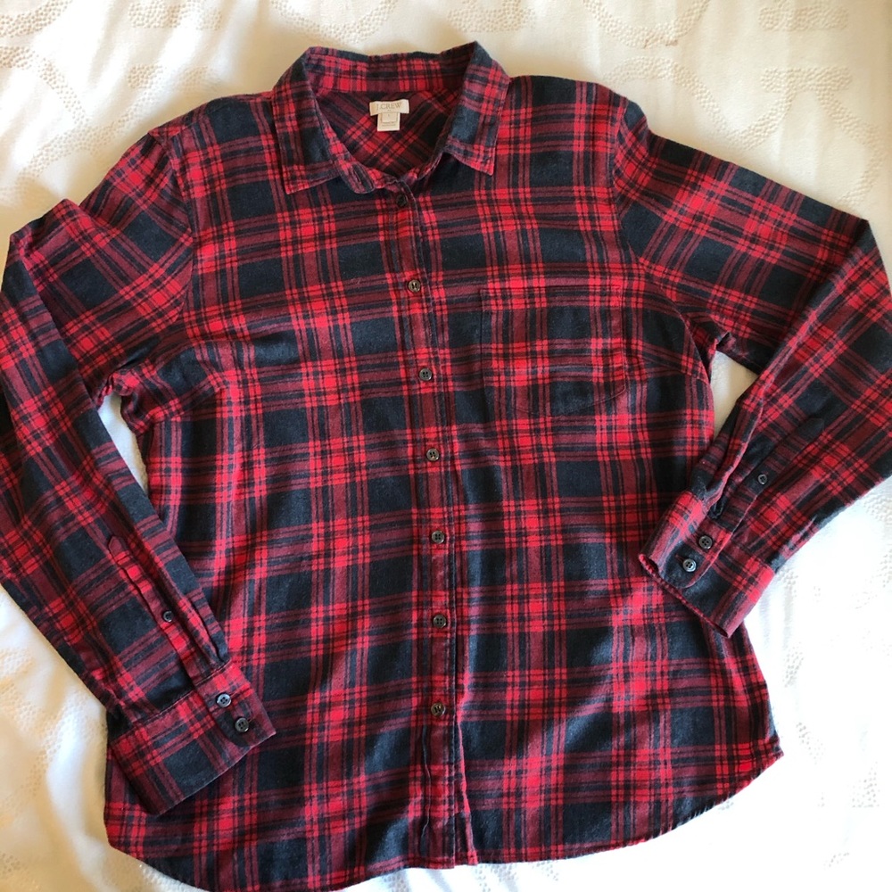 J. Crew women’s red and gray flannel size L euc